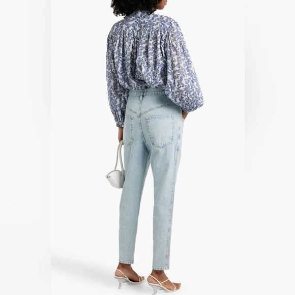 Isabel Marant High Rise Vintage Light Wash Tapered Jeans - Picture 3 of 8